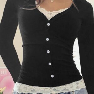 Two Piece Lace Long Sleeve Top