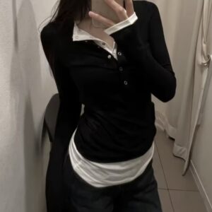 Two Piece Long Sleeve Button Up Top