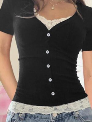 Short Sleeve Lace Top