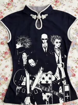 Anime Black Chinese Top