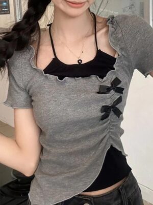 “Ruched Bow Top”