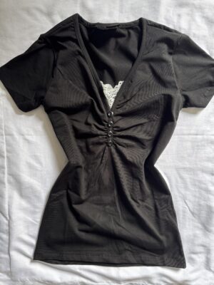 Short Sleeve Lace Fitted Top