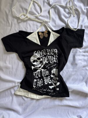 “Skull y2k Top” Black
